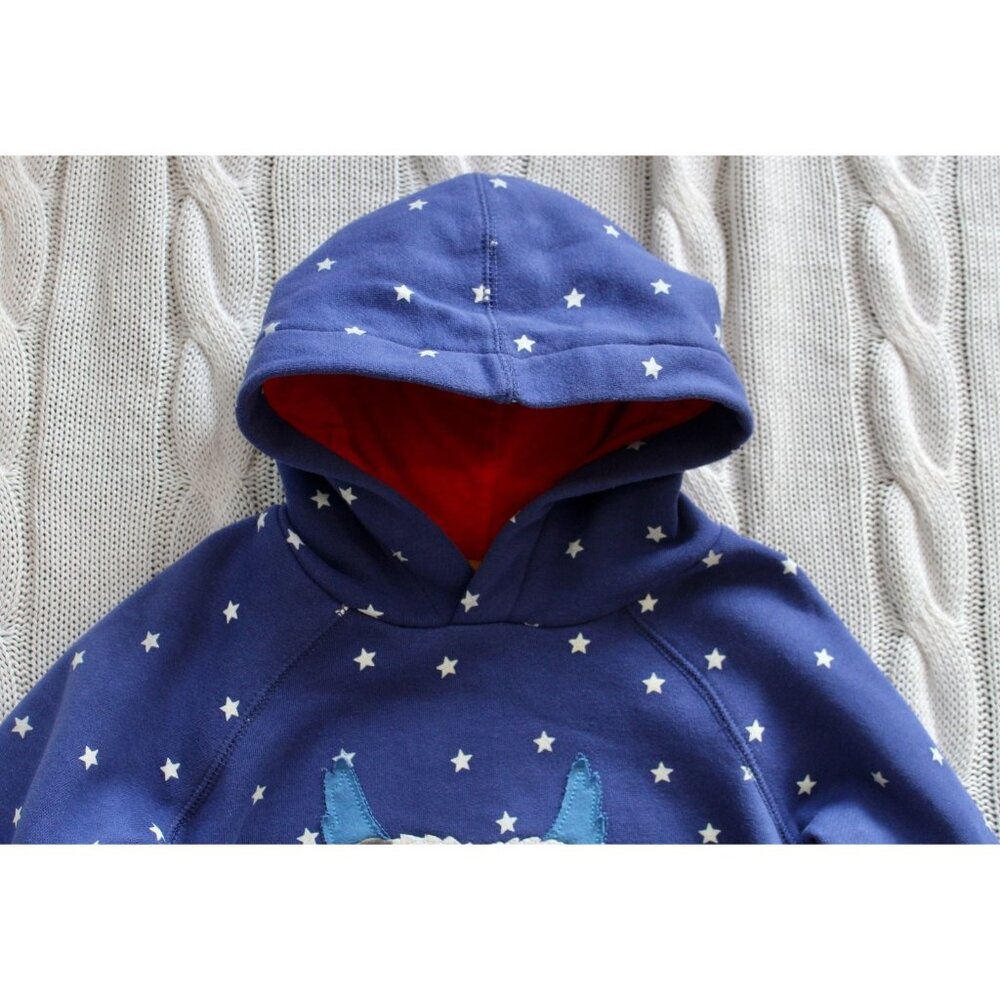MINI BODEN Patchwork Applique Owl Stars Hoodie Sweatshirt, Size 4 - 5 - Picture 3 of 11